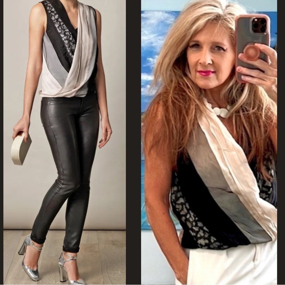 DIANE VON FURSTENBERG SILK, Talitha Top Silk,Scooped, Back-Elastic Banding